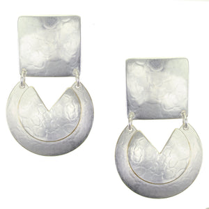 Square with Cutout Discs Clip or Post Earring