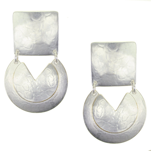 Square with Cutout Discs Clip or Post Earring