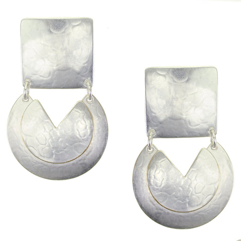 Square with Cutout Discs Clip or Post Earring
