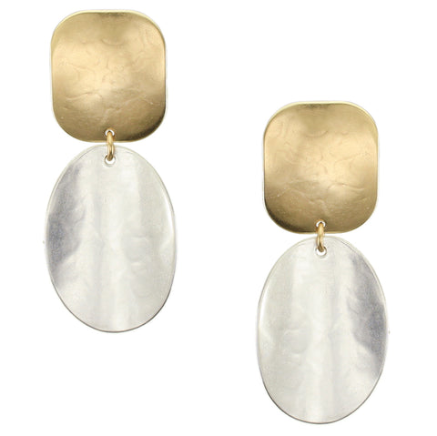 Rounded Rectangle with Dished Oval Clip or Post Earring
