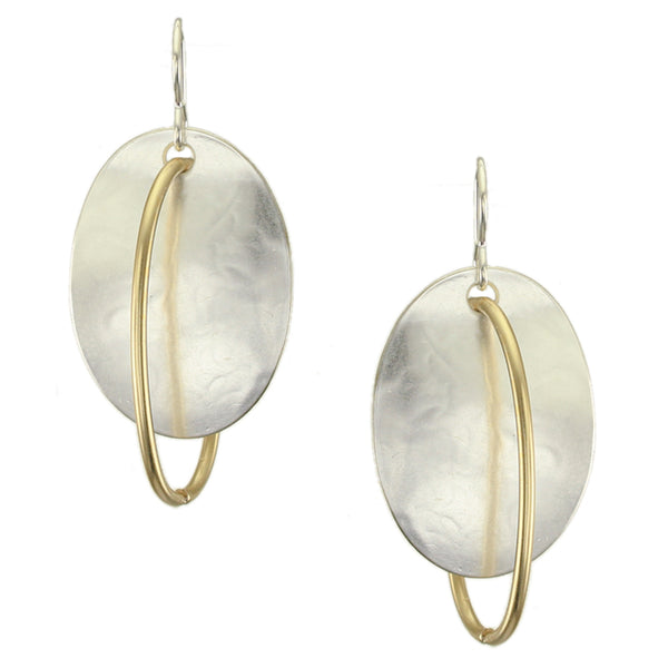 Large Oval with Interlocking Ring Wire Earrings
