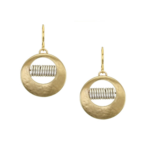 Medium Cutout Disc with Coils Wire Earrings