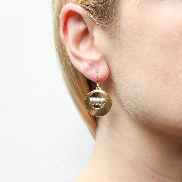 Medium Cutout Disc with Coils Wire Earrings