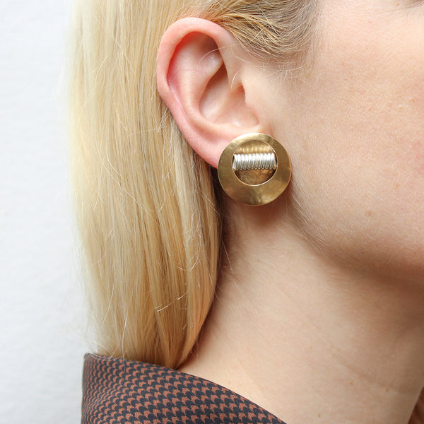 Large Cutout Disc with Coil Clip or Post Earring