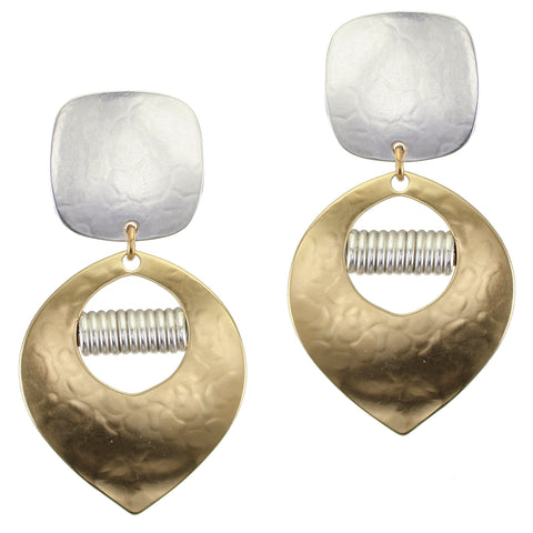 Cutout Teardrop with Coils Clip or Post Earrings
