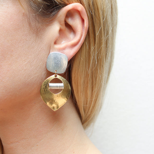 Cutout Teardrop with Coils Clip or Post Earrings