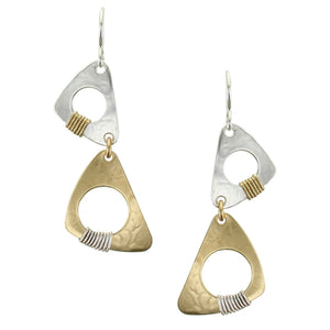 Linked Wire Wrapped Cutout Triangles Wire Earrings