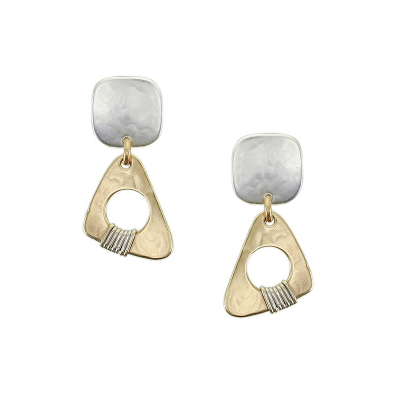 Square with Wire Wrapped Cutout Triangle Post Earrings