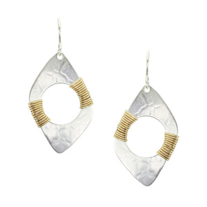 Wire Wrapped Cutout Slanted Rectangle Wire Earrings