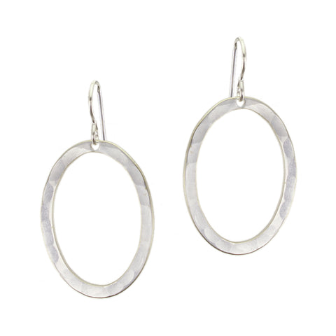 Hammered Oval Frame Wire Earrings