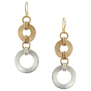 Medium Tiered Double Linked Rings Wire Earrings
