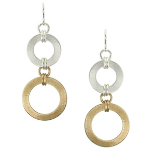 Large Tiered Double Linked Rings Wire Earrings