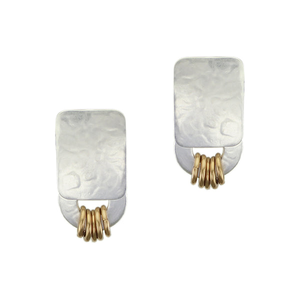 Rectangle with Accent Rings Clip or Post Earring