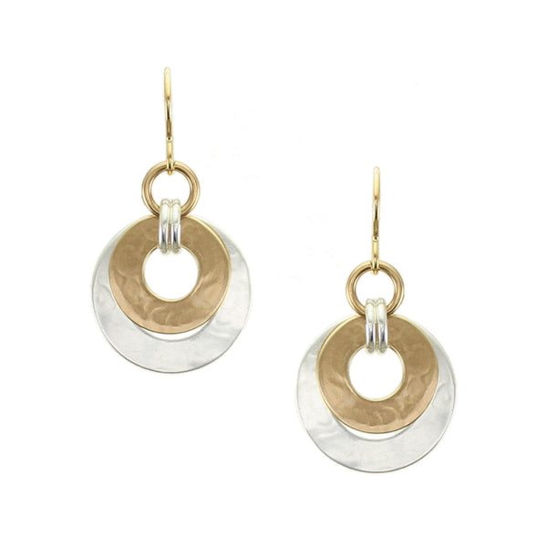 Small Layered Double Linked Rings Wire Earrings
