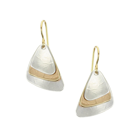 Small Layered and Dished Triangles Wire Earrings