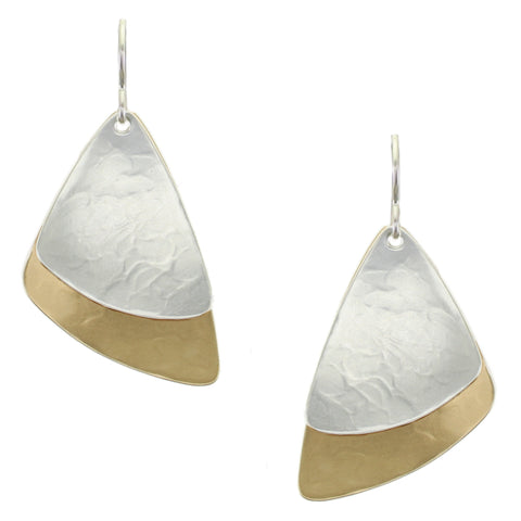 Large Layered and Dished Triangles Wire Earrings