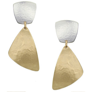 Tapered Square with Dished Triangle Clip or Post Earring