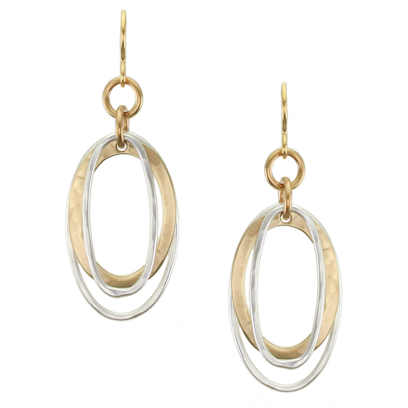 Oval Frame and Rings Wire Earrings