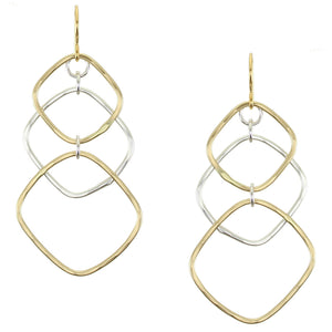 Triple Tiered Square Rings Wire Earrings
