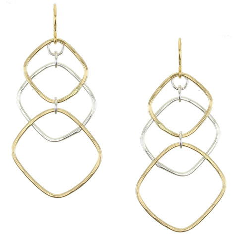 Triple Tiered Square Rings Wire Earrings