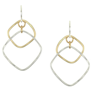 Double Tiered Square Rings Wire Earrings