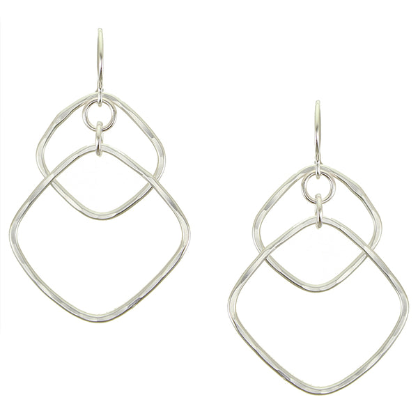 Double Tiered Square Rings Wire Earrings