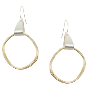 Triangle Loop with Square Rings Wire Earrings