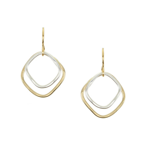 Double Square Rings Wire Earrings