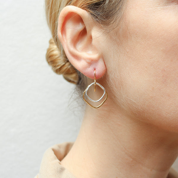 Double Square Rings Wire Earrings