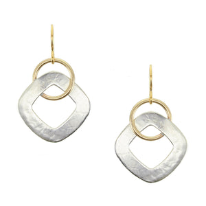 Medium Cutout Square with Interlocking Ring Wire Earrings