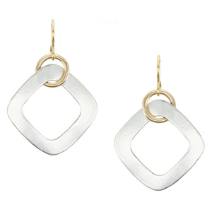 Large Cutout Square with Interlocking Ring Wire Earrings
