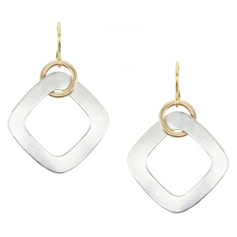 Large Cutout Square with Interlocking Ring Wire Earrings