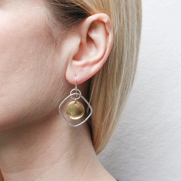 Large Disc with Square Ring Wire Earrings