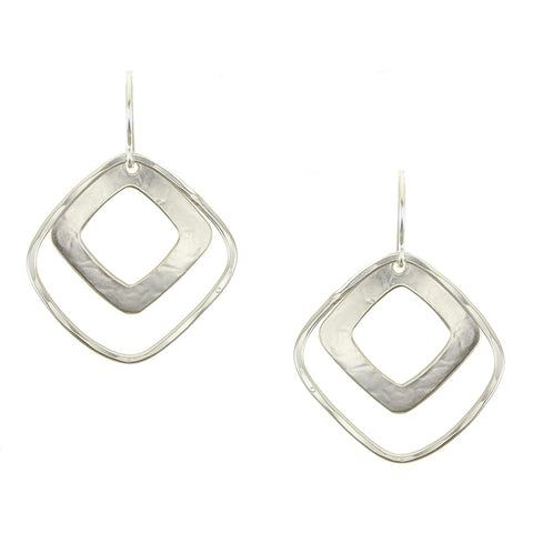 Large Cutout Square with Square Ring Wire Earrings
