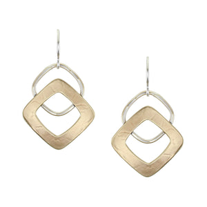 Medium Cutout Square with Square Ring Wire Earrings