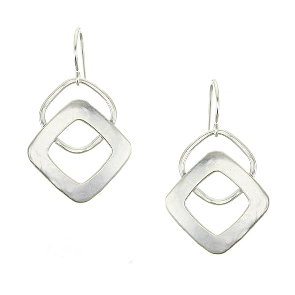 Medium Cutout Square with Square Ring Wire Earrings