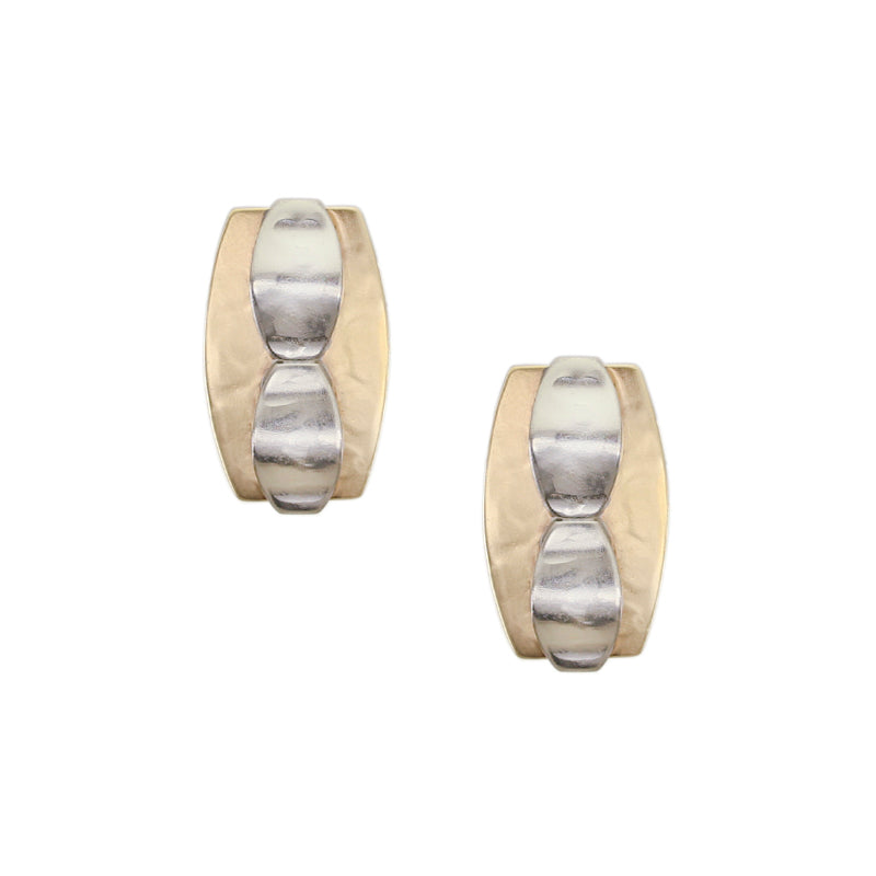 Layered Wavy Ovals Clip or Post Earrings