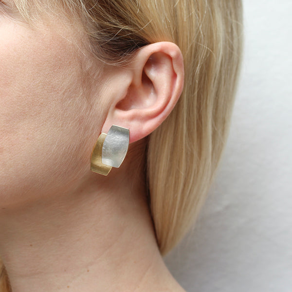 Overlap Wavy Ovals Clip or Post Earrings