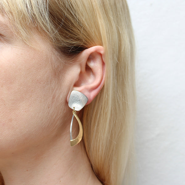 Tapered Square with Harp Clip or Post Earrings