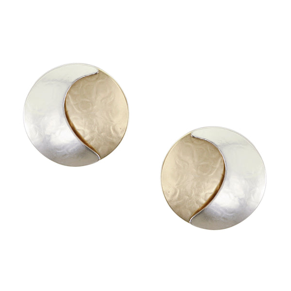 Crescent and Disc Clip or Post Earring