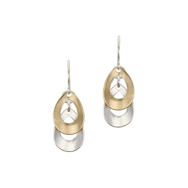 Small Layered and Dished Teardrop Frames Wire Earrings