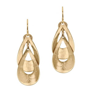 Medium Layered and Dished Teardrop Frames Wire Earrings