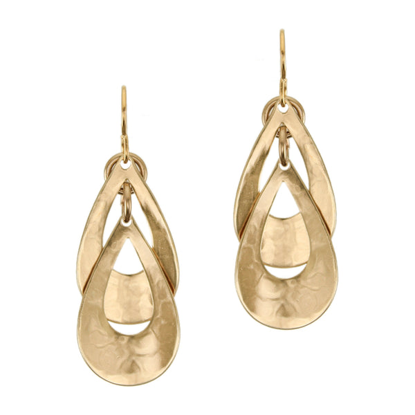 Medium Layered and Dished Teardrop Frames Wire Earrings