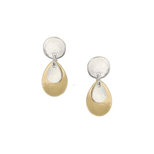 Small Disc with Layered Teardrops Post Earrings