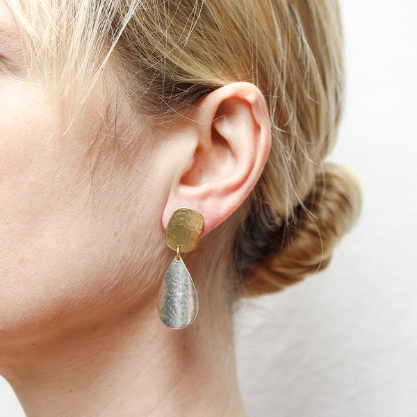 Oval with Curved Teardrop Clip or Post Earring