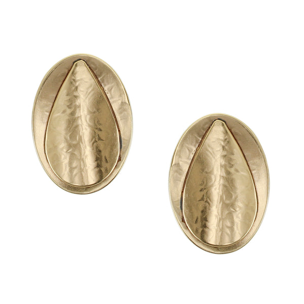 Dished Oval and Curved Teardrop Clip or Post Earring