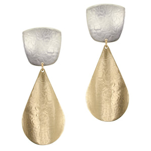 Tapered Square with Large Curved Teardrop Clip or Post Earring