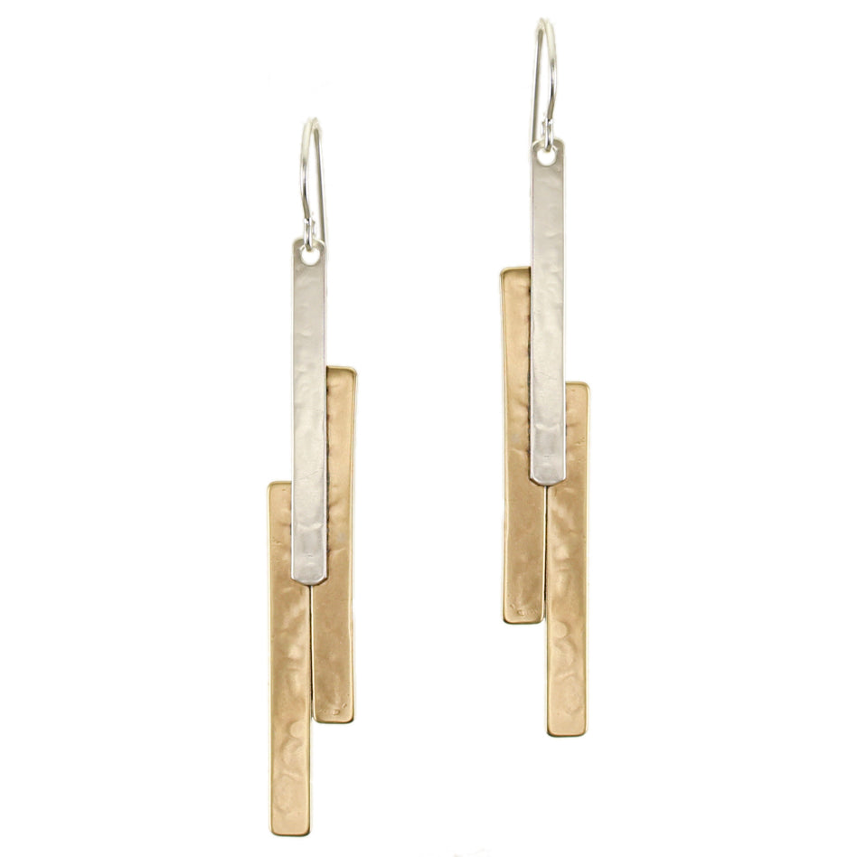 Long Layered Rectangles Wire Earrings