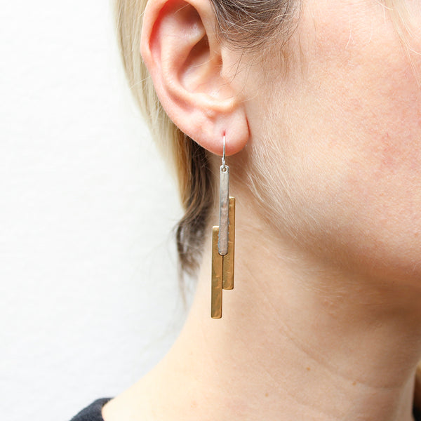 Long Layered Rectangles Wire Earrings