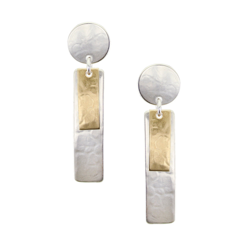 Disc with Medium Layered Rectangles Post Earrings